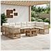 Set Divano da Giardino 11 pz Naturale e Bianco Crema polyrattan - Foto miniatura 8