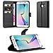 Custodia Compatibile Con Samsung Galaxy S6 Edge In Nero Carbone - Coperchio Protettiva Con Chiusura Magnetica, Funzione Stand E Tasca Per Le Carte - Foto miniatura 1