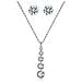 Versatile Collana Con Ciondolo A Forma Di Cuore In Zircone Con Orecchini A Bottone Da Donna D'argento - Foto miniatura 1