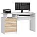 Scrivania CLP, 3 cassetti, 135x60x77 cm, Colore Bianco e Sonoma Quercia - Foto miniatura 1