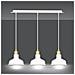 Lampadario Industrial 3 Luci Ibor In Acciaio Bianco Con Elementi In Oro - Foto miniatura 3
