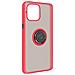 Cover Iphone 12 / 12 Pro Bimateriale Anello In Metallo Funzione Supporto Rosso - Foto miniatura 4