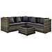 Set Divani da Giardino 4 pz con Cuscini in Polyrattan Grigio - Foto miniatura 1