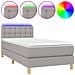Letto a Molle Materasso e LED Grigio Chiaro 90x200 cm Tessuto - Foto miniatura 1