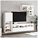 Mobili TV a Muro con LED 6pz Bianchi in Legno Multistrato - Foto miniatura 5