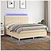 Letto a Molle con Materasso e LED Crema 160x200 cm in Tessuto - Foto miniatura 2