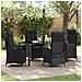 Set da Pranzo per Giardino 5 pcs Nero Poly Rattan - Foto miniatura 2