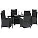 Set da Pranzo per Giardino 5 pcs Nero Poly Rattan - Foto miniatura 3