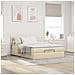 Pouf Letto con Materasso Crema 140x190 cm in Tessuto - Foto miniatura 3