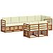 Set divani 8 pcs Naturale e Crema Legno di Acacia Massello - Foto miniatura 1