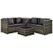 Set Divani da Giardino 4 pz con Cuscini in Polyrattan Grigio - Foto miniatura 1