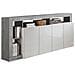 Credenza Maestro Effetto Cemento E Laccata Bianca Lucida 4 Ante - 184 X 42 X Altezza 93 Cm - Foto miniatura 1