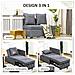 Poltrona Letto 3 in 1 con Schienale Reclinabile, in Tessuto Effetto Lino e Legno, 98x69x65 cm, Grigio Scuro - Foto miniatura 5