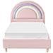 Letto Per Bambini Arcobaleno Velluto Landeillau 90 X 200 Cm Rosa - Foto miniatura 4