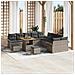 Set divano da giardino 13 pezzi con cuscini Grigio Polyrattan Acacia,  Divano da giardino 2 posti con cuscini Grigio Polyrattan,  Set da pranzo da giardino 3 pezzi con cuscini Grigio Polyrattan Acacia - Foto miniatura 2