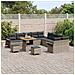 Set divano da giardino 13 pezzi con cuscini Grigio Polyrattan Acacia,  Divano da giardino 2 posti con cuscini Grigio Polyrattan,  Set da pranzo da giardino 3 pezzi con cuscini Grigio Polyrattan Acacia - Foto miniatura 3