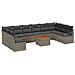 Set Divano Giardino da 11 Pz con Cuscini Grigi in Rattan,  Divano Giardino a 2 posti con Storage & Cuscini Grigi - Foto miniatura 1