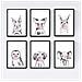 Set Di 6 Stampe Animali Bambini Gomma Da Masticare Cervo Maiale Volpe Gufo Cane A3 Senza Cornice - Foto miniatura 1