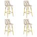 Sgabello da bar KODA STOOL in velluto beige con gambe dorate per cucina x4 - Foto miniatura 1