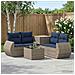 Set di divani 6 pz Grigio e Blu Navy Rattan sintetico e Acciaio - Foto miniatura 2