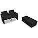 Set Divani da Giardino 3 pz con Cuscini in Polyrattan Nero - Foto miniatura 2