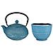 Teiera In Ghisa Blu Asagao 0.9 L + Tazza In Ghisa Blu E Argento - Foto miniatura 1