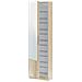 Scarpiera Eugene, Armadio Portascarpe Alta A 1 Anta, Mobile Portascarpe Moderno, Armadio Da Ingresso Con Specchio, 50x22h180 Cm, Rovere - Foto miniatura 4