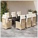 Set da Pranzo da Giardino 9 pz con Cuscini Beige in Polyrattan - Foto miniatura 2