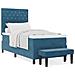 Letto a Molle con Materasso e Panchina Blu Scuro 90x190 cm in Velluto - Foto miniatura 4