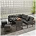 Set Da Giardino In Polyrattan, Per 7 Persone, Con Divano, Tavolo, Sgabello E Cuscini, Rivestimento In Tessuto Sfoderabile E Lavabile, Grigio - Foto miniatura 1