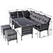 Set Da Giardino In Polyrattan, Per 7 Persone, Con Divano, Tavolo, Sgabello E Cuscini, Rivestimento In Tessuto Sfoderabile E Lavabile, Grigio - Foto miniatura 3