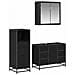 Set di mobili per il bagno 3 pcs Rovere Nero Legno multistrato - Foto miniatura 1