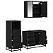 Set di mobili per il bagno 3 pcs Rovere Nero Legno multistrato - Foto miniatura 5