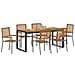 Set da Pranzo per Giardino 7 pcs Grigio e Marrone polyrattan - Foto miniatura 3