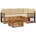 Set di divani da esterno con cuscino 5 pcs Naturale e Beige - Foto miniatura 1