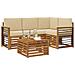 Set di divani da esterno con cuscino 5 pcs Naturale e Beige - Foto miniatura 3