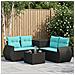 Set di divani 6 pz Nero e Blu Rattan sintetico e Acciaio - Foto miniatura 4