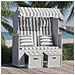 Strandkorb Cuscini Polyrattan E Legno Massello Grigio E Bianco - Foto miniatura 1