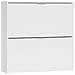 Scarpiera Louisville, Armadio Portascarpe A 2 Ante A Ribalta, Scarpiera Bassa Da Ingresso, Mobile Basso, 75x22h76 Cm, Bianco - Foto miniatura 2