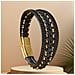 Elegante Bracciale Da Uomo Intrecciato Nero E Oro - Fatto A Mano - Foto miniatura 4