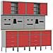 Set di mobili e pannello attrezzi di 10 pezzi rosso in MDF e metallo - Foto miniatura 1