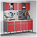 Set di mobili e pannello attrezzi di 10 pezzi rosso in MDF e metallo - Foto miniatura 2