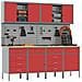Set di mobili e pannello attrezzi di 10 pezzi rosso in MDF e metallo - Foto miniatura 3