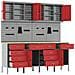 Set di mobili e pannello attrezzi di 10 pezzi rosso in MDF e metallo - Foto miniatura 5