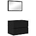 Set Mobili Bagno 2 Pezzi Nero Rovere Legno Ingengerizzato - Foto miniatura 1