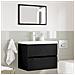 Set Mobili Bagno 2 Pezzi Nero Rovere Legno Ingengerizzato - Foto miniatura 4
