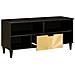 Mobile TV Nero e Oro 100 x 33 x 46 cm legno massello di mango - Foto miniatura 2