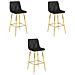 Sgabello KODA in velluto nero con gambe dorate, design moderno x3 - Foto miniatura 1