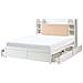 Letto Con Cassetti Contenitori Bizou 160 X 200 Cm Bianco - Foto miniatura 3