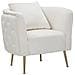 Poltrona Bucarest In Velluto Crema Con Braccioli Capitonne E Gambe Oro 76x74x73 Cm - Foto miniatura 1